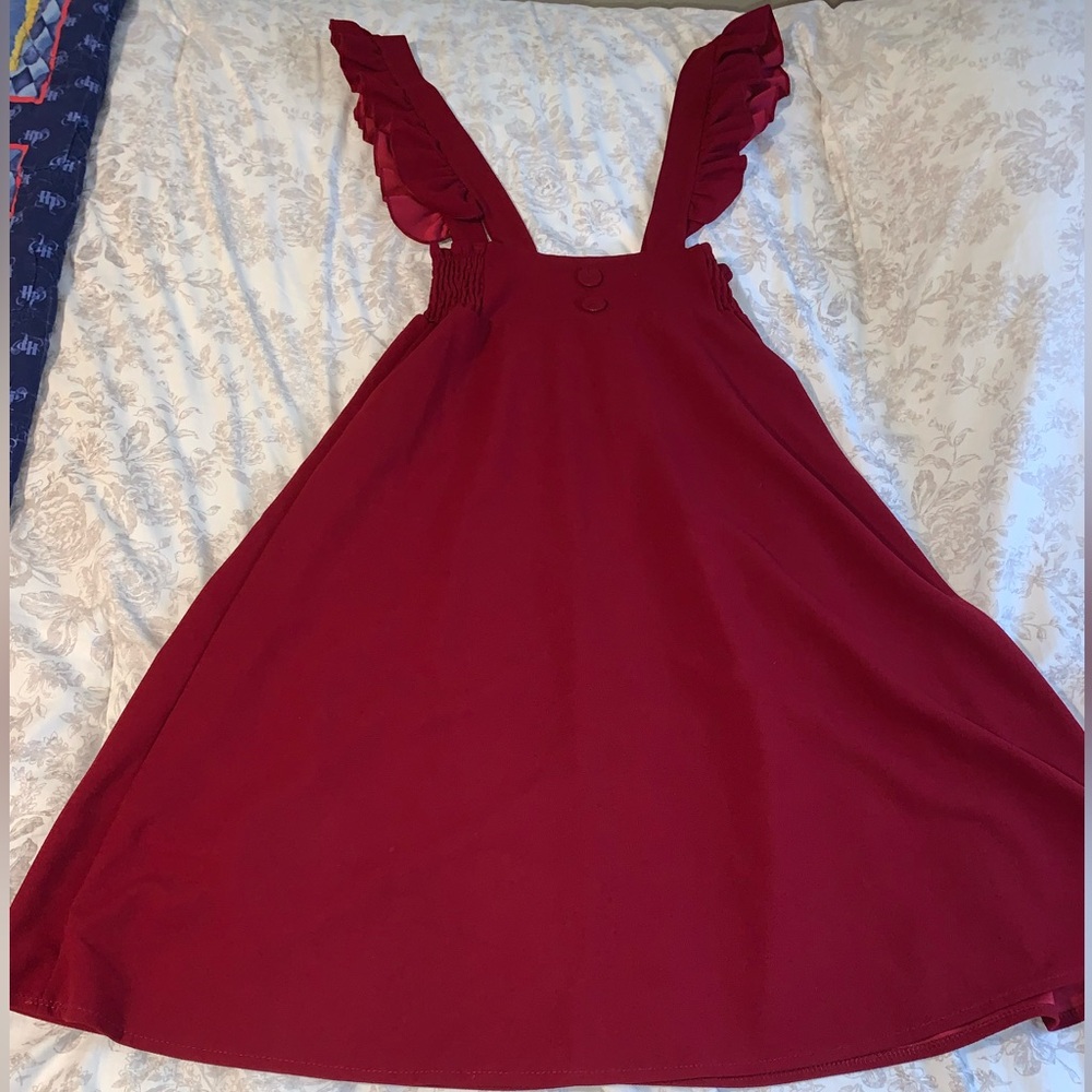 Burgundy Suspender Skirt